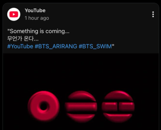 YouTube's Post Indicates we are getting BTS Swim Teaser TODAY!