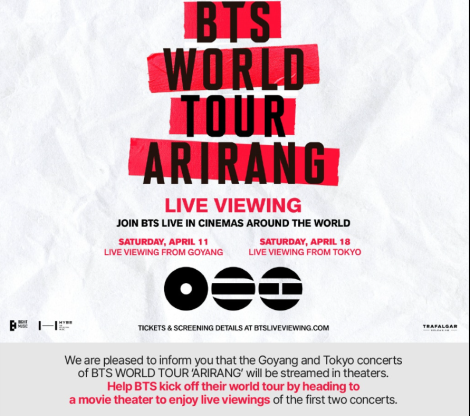 BTS World Tour ARIRANG Cinema Announcement