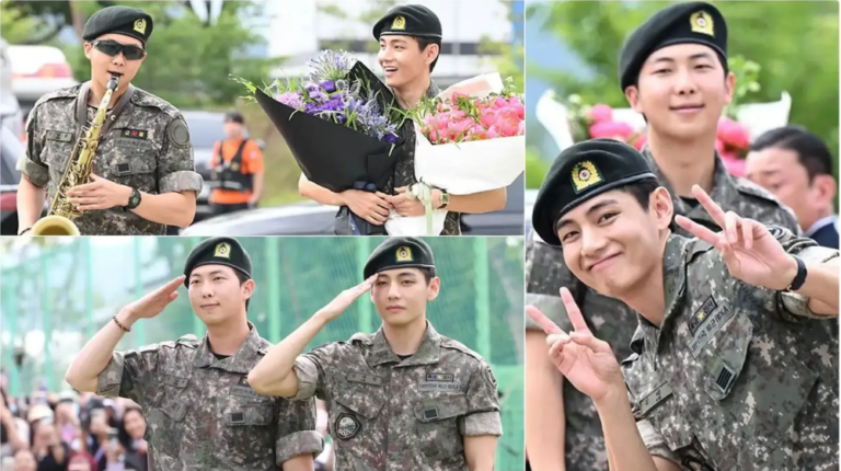Namjoon and Taehyung Military Discharge