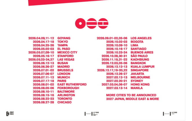 BTS World Tour Dates
