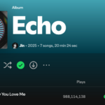 Jin Don't Say You Love Me Almost at 1 Billion Streams!