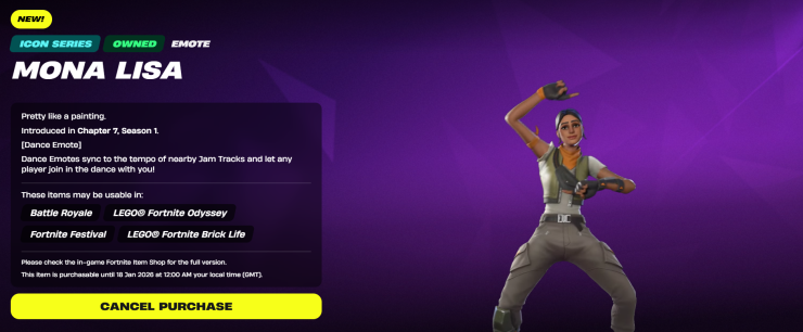 j-hope Mona Lisa in Fortnite